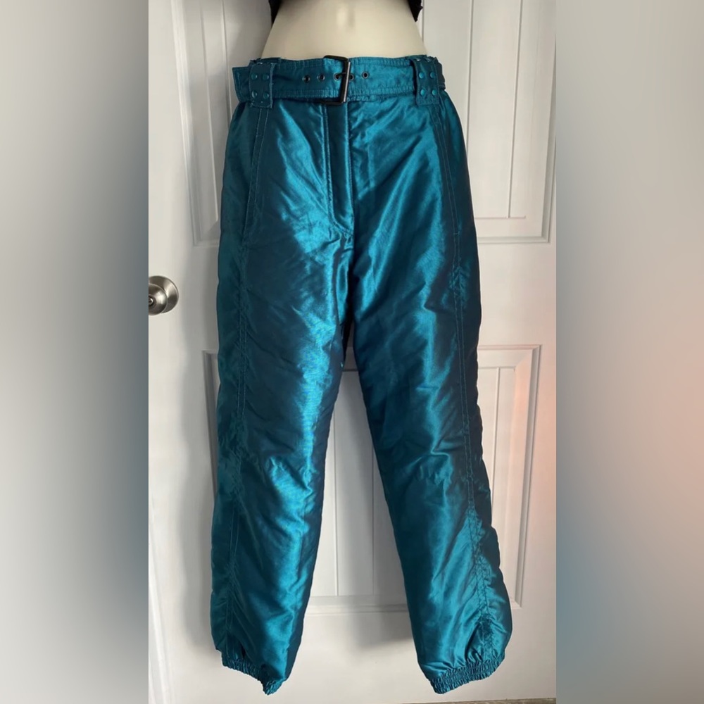 Vintage Y2K Metallic Teal Ski Pants - Picture 2 of 5